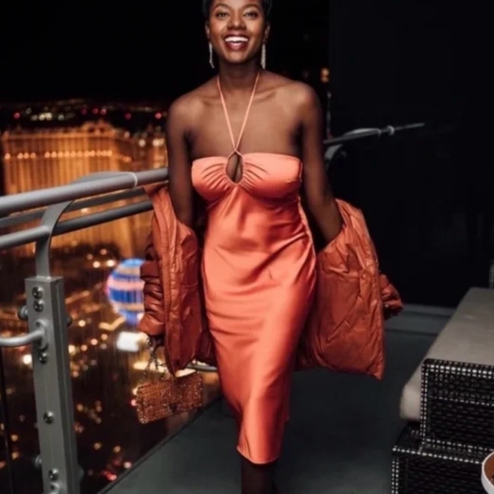 Abercrombie & Fitch Satin halter rust color Dress